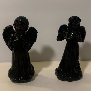 Two 6” Angel Poly Resin Halloween Garden Statues new